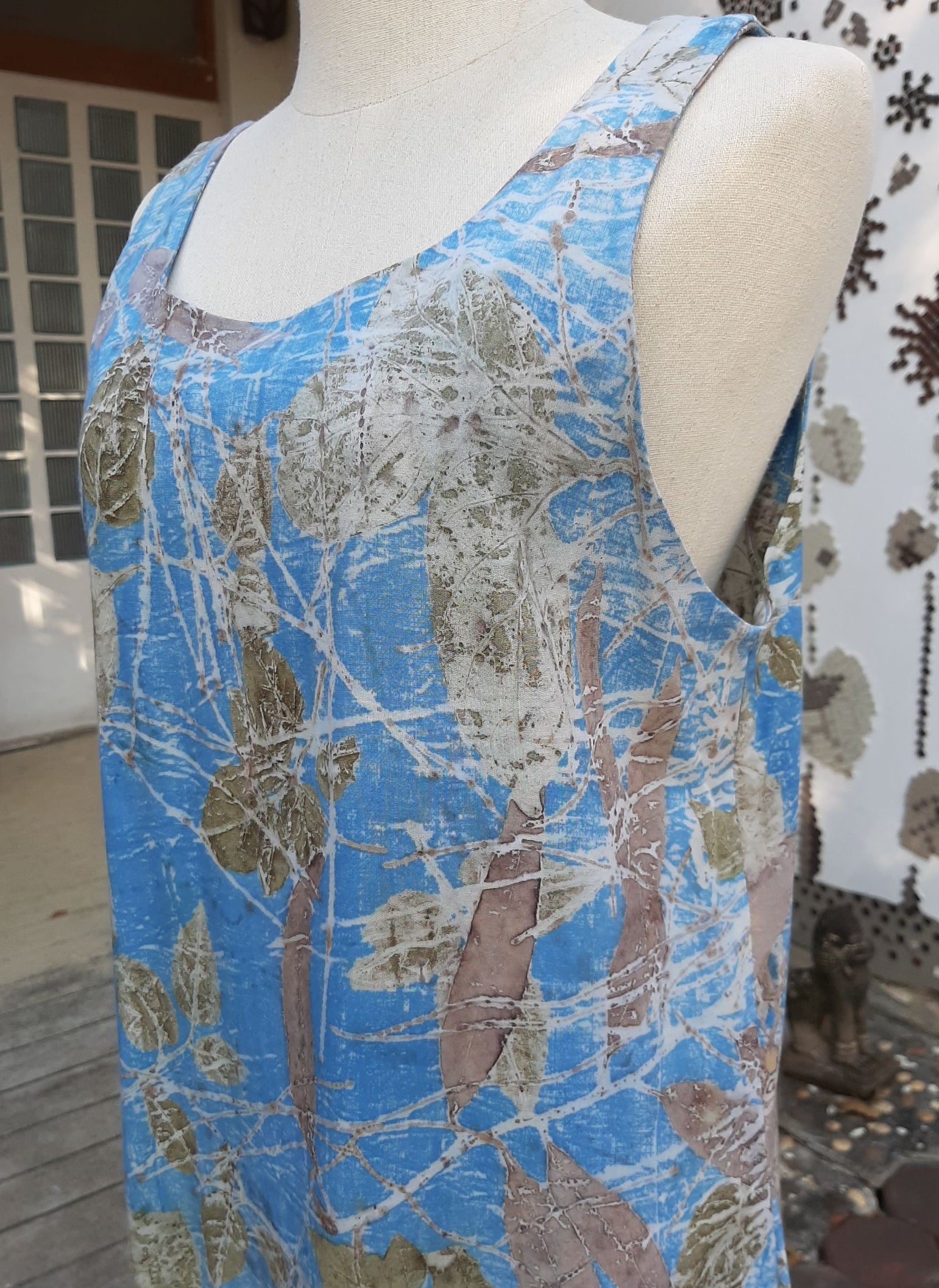 114 D Eco Printed Sleeveless Dress
